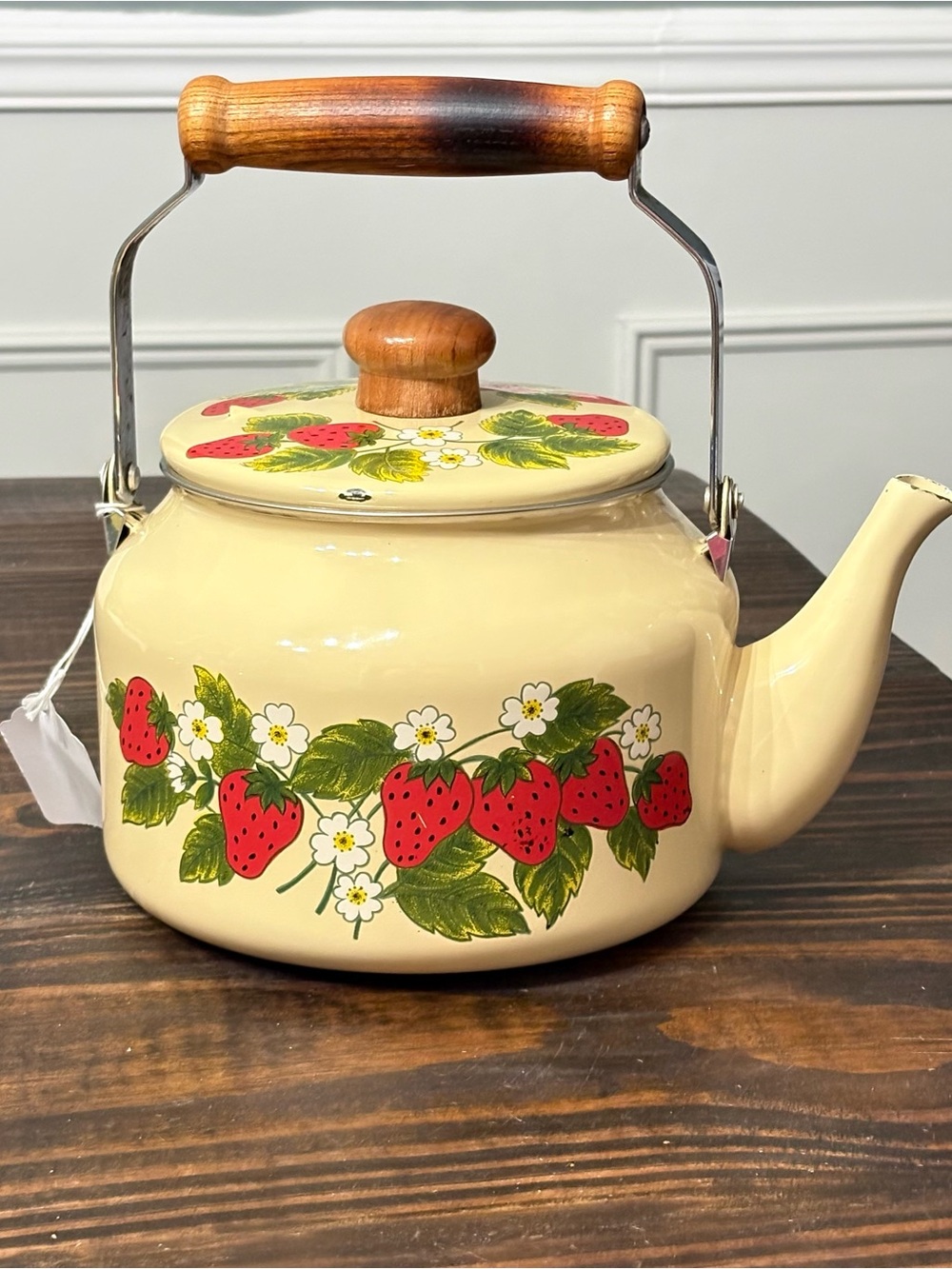 1981 Gailstyn-Sutton "Fraise" strawberry enamel-on-metal tea kettle